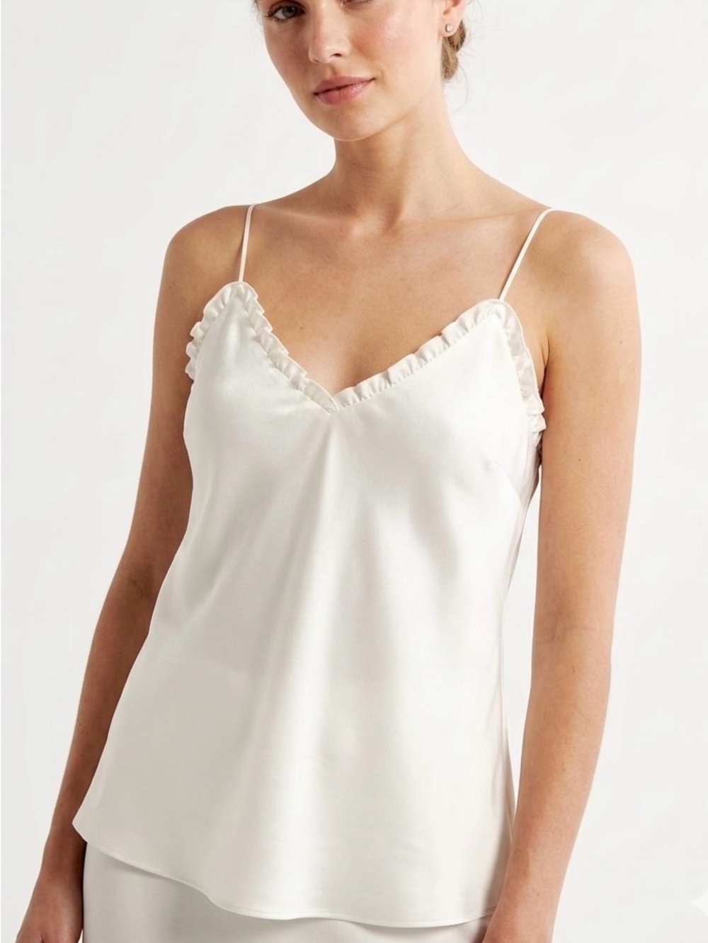 Express Ruffle Double Layer Downtown Cami White Medium Romantic Coquette